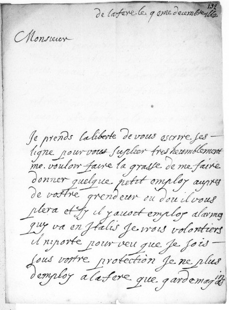  Lettre de Israël Silvestre à Colbert de La Fere - Page 1